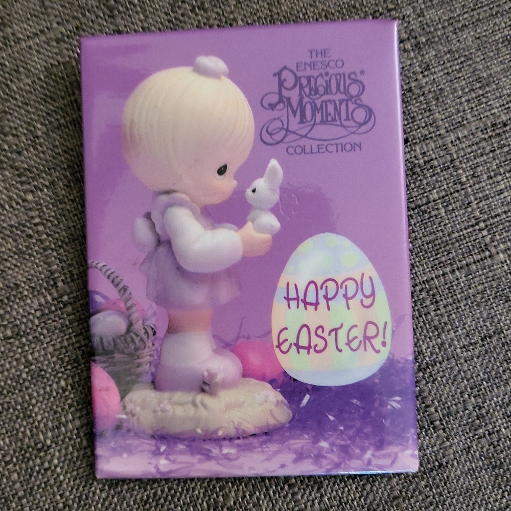 Vintage Precious Moments Button Lapel Pin For Happy Easter